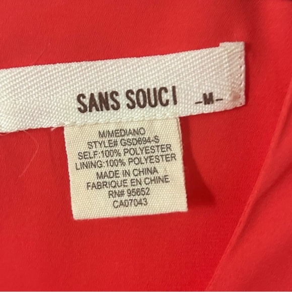 Elegant Sans Souci Dress Bright Red Sleeveless ALine Chiffon Flowy SZ M … - Picture 2 of 7